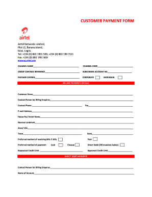 Airtel Swap Form