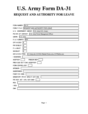 Da 31 Fillable  Form