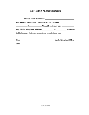 Non Drawal Certificate  Form