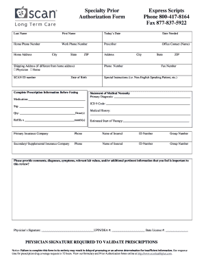 Express Scripts Prior Authorization Form