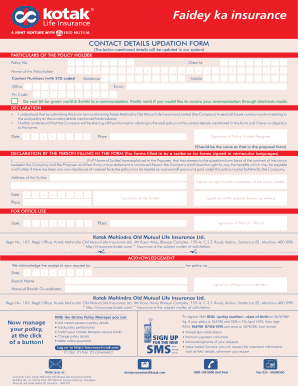 Kotak Life Insurance Surrender Value Calculator  Form