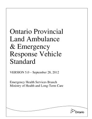 Ontario Provincial Land Ambulance Emergency Response Vehicle Standard  Form