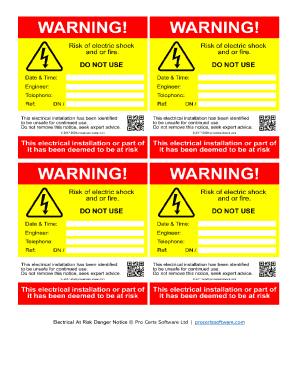 Electrical Danger Notice  Form