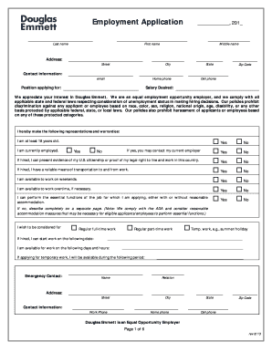  Employment Application Douglas Emmett 2013