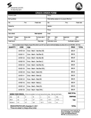 Crocs Invoice  Form