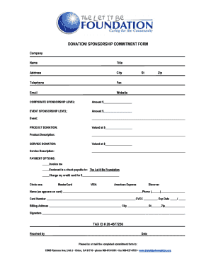 Sponsorship Commitment Form