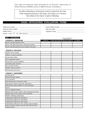 NASO OFFICIATING EVALUATION FORM