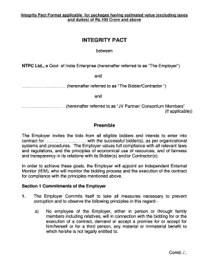 Integrity Pact Example  Form