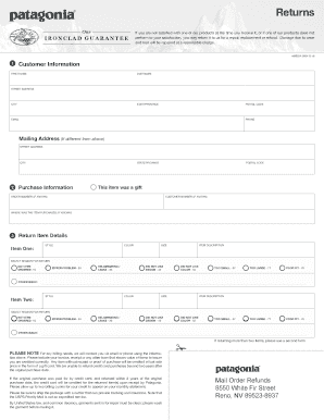 Patagonia Return Form