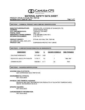 Msds for Gts 80 Canusa Sleeves Form