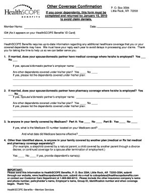 Mail Completed Form to Healthscope Benefits P O Box 3594 Little Rock Ar 72203 3594