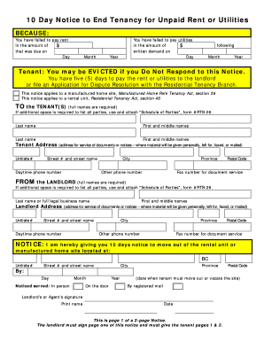Rtb 30 Day Notice  Form