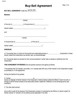 Sell Agreement  Form