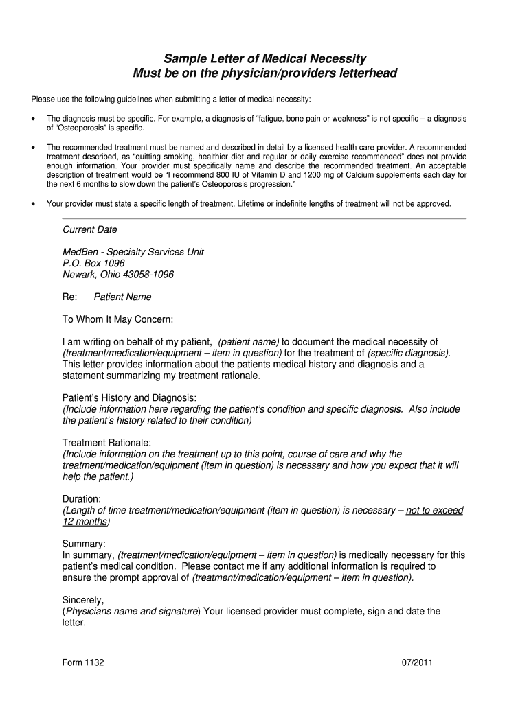 Sample Letter of Medical Necessity for Panniculectomy  Form