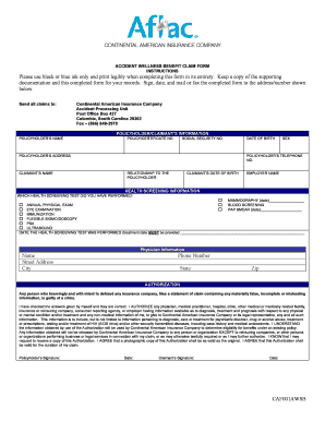 Aflac Accident Wellness Claim Form Capital Insurance Agency