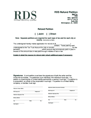 RDS Refund Petition  Form
