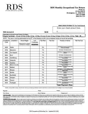 Occupational Withholding Tax Form