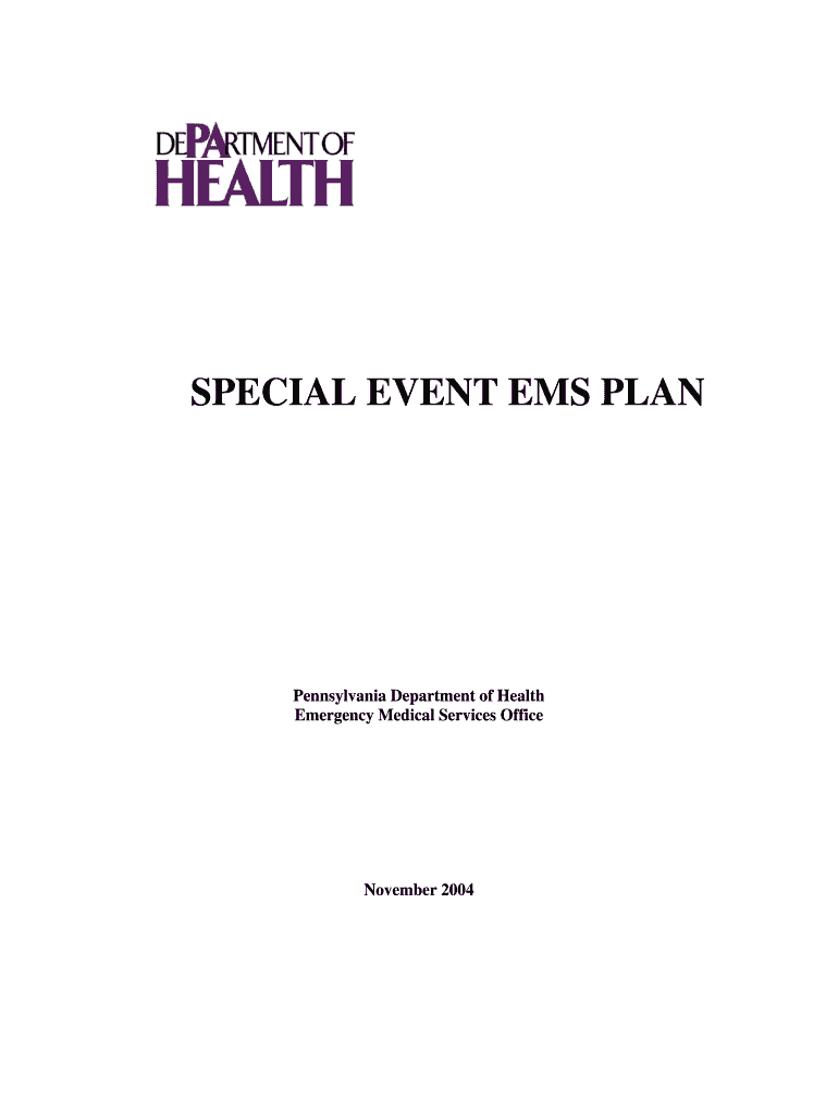  Special Event Ems Plan  Bucks County Emergency Health Services 2004-2024