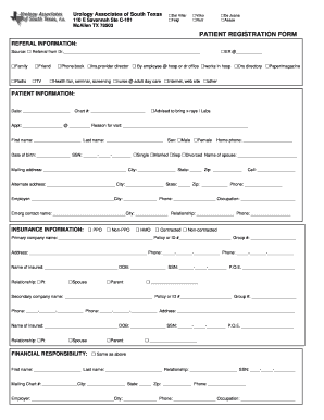Patient RegistrationEncounter Form Urology Associates of South