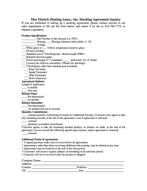 Stocking Agreement Template  Form