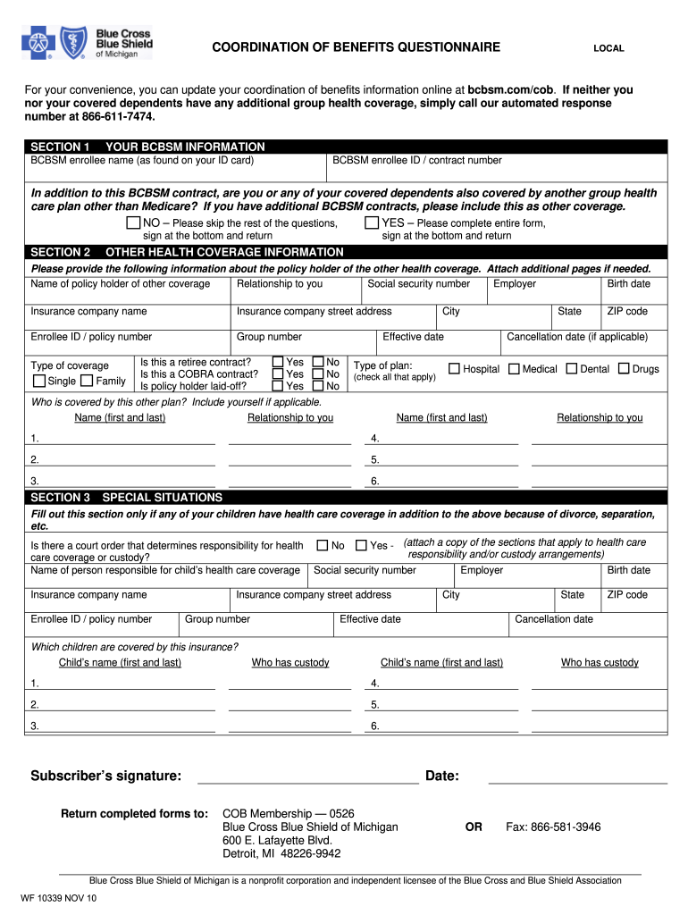  Blue Cross Cob Form 2010-2024