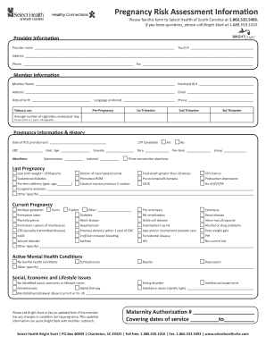 Select Health Pregnancy Risk Assessment  Form