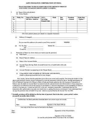 Lic E Nach Form PDF Download