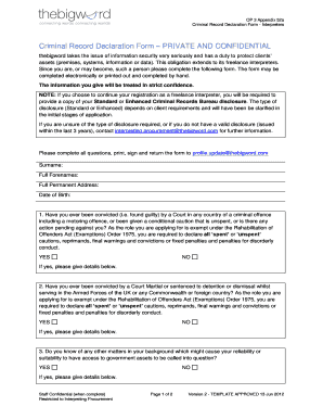 Criminal Record Declaration Form