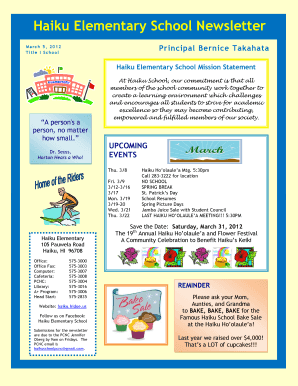  Elementary School Newsletter 2012-2024
