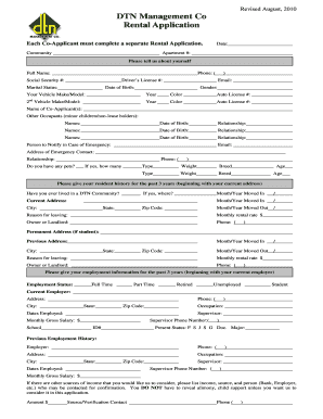 Dtn Management Application Form