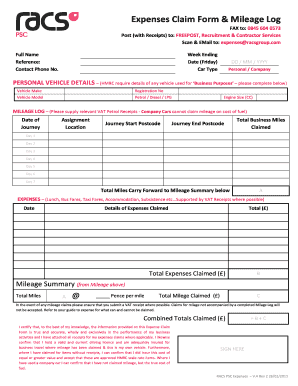 Racs Expense Claim Form