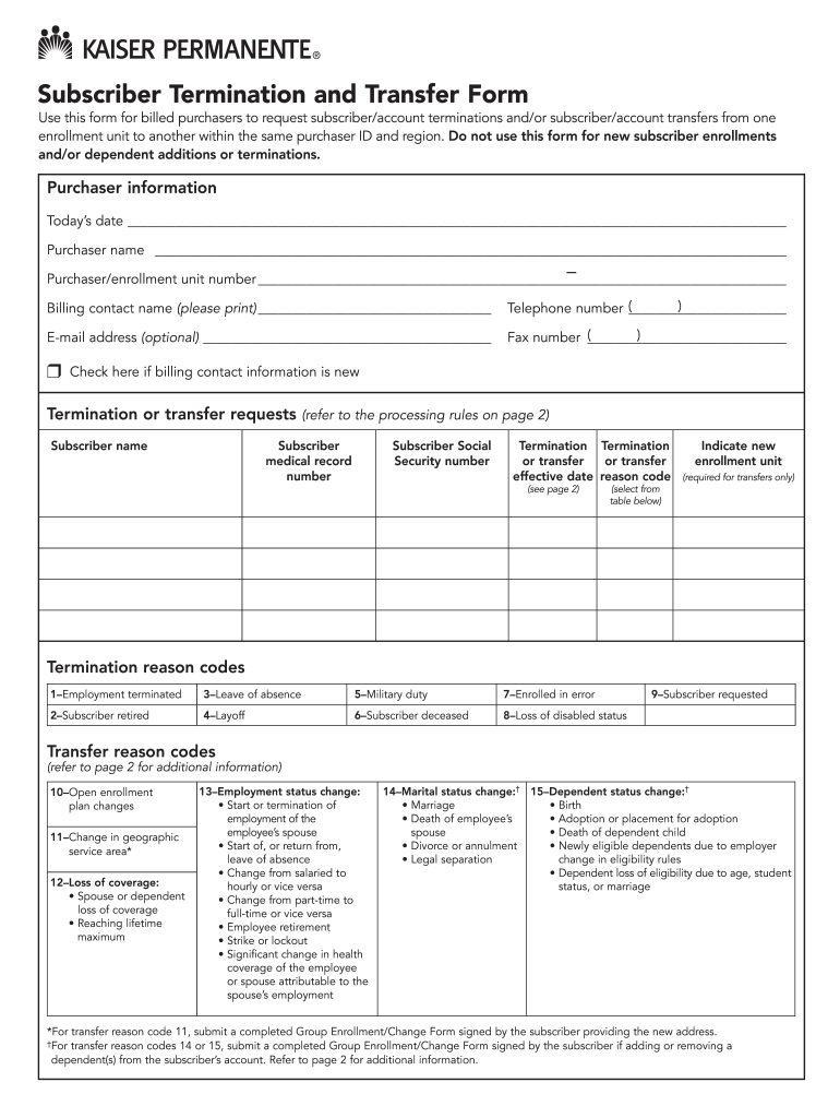 Kaiser Employee Transfer Request  Form