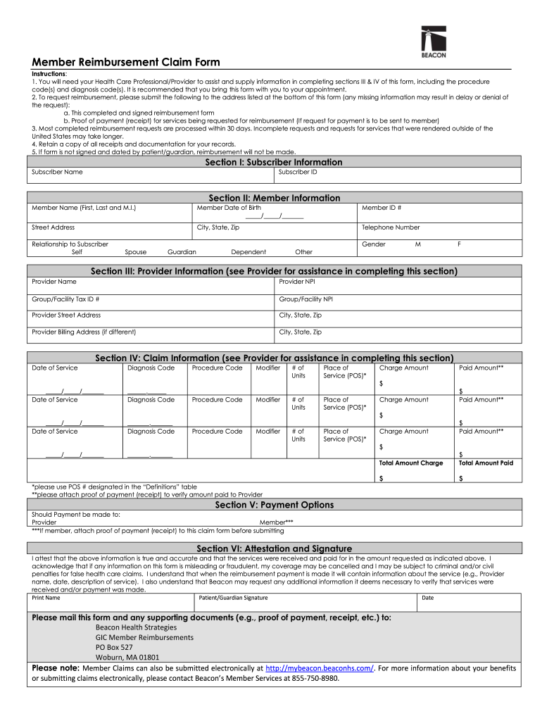 Beacon Health Options Claim Form