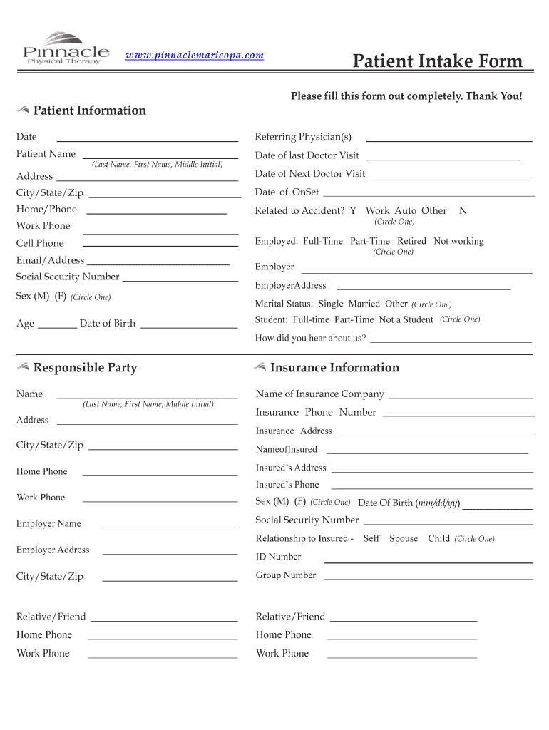 Editable PDF Patient Intake Form