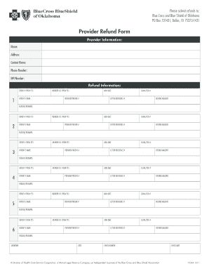 Provider Refund Form Blue Cross Blue Shield of Oklahoma