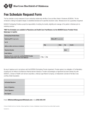 Bcbs Fee Schedule Request Form