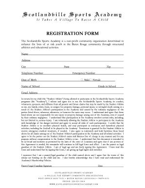 Sports Academy Registration Form