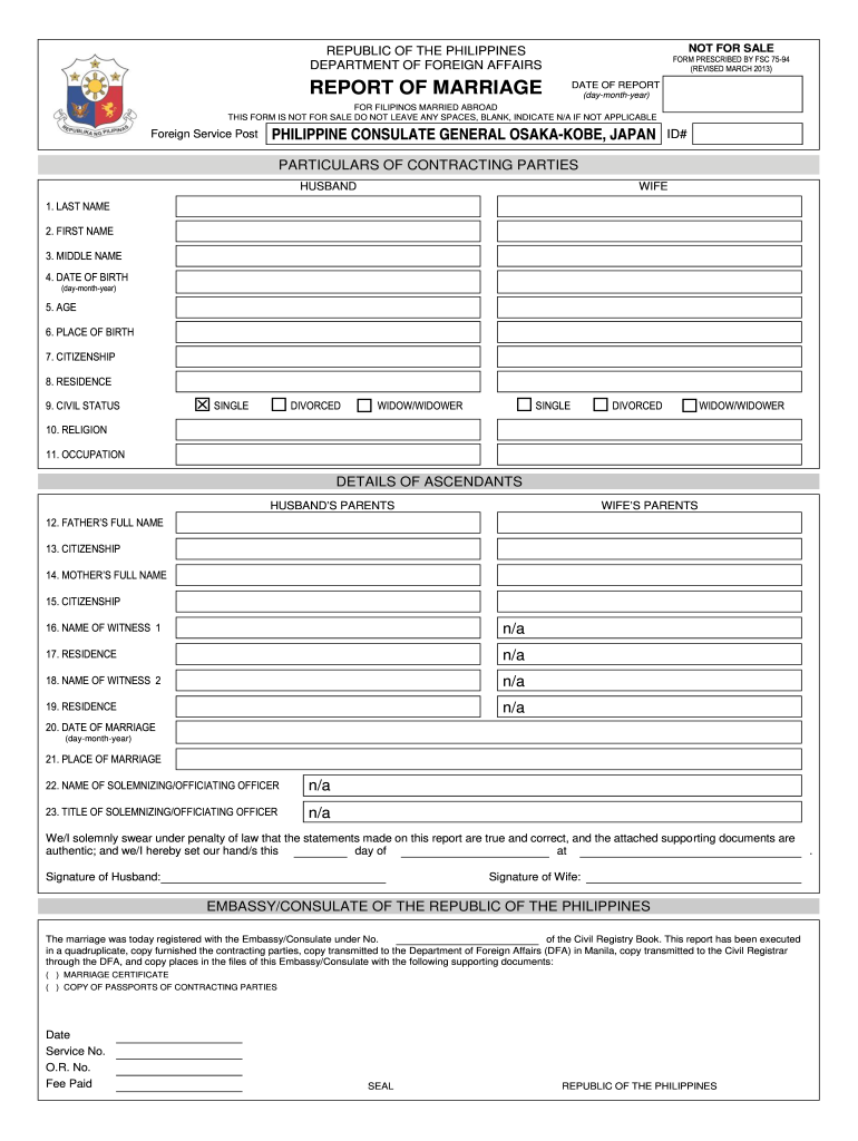 Report of Marriage Form 2013-2023