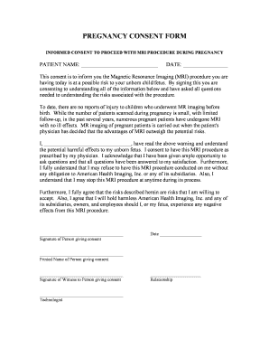 Mri Pregnancy Consent Form