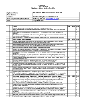 Machine Safety Checklist PDF  Form