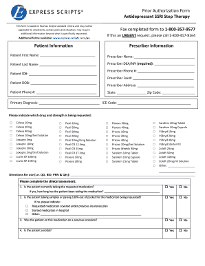 Express Scripts Prior Authorization Form PDF