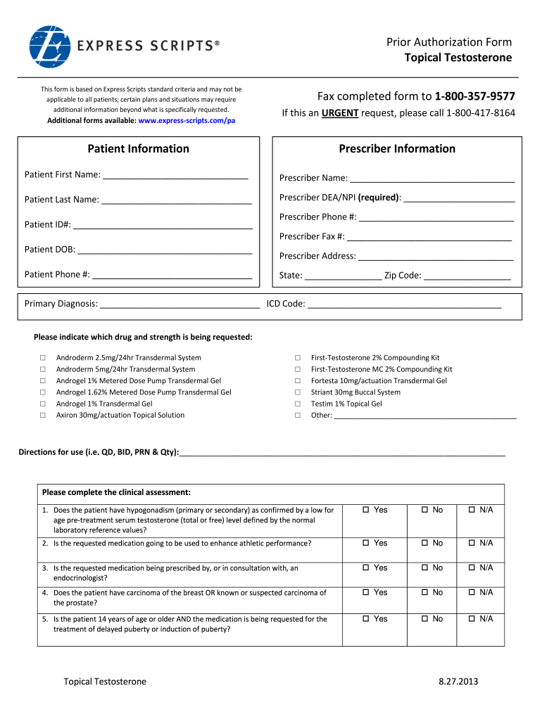  Express Scripts Depot Order Form 2013-2024