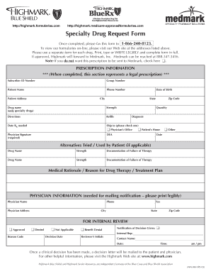 Highmark Specialty Drug Request Form