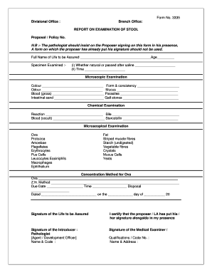 Stool Routine Report  Form