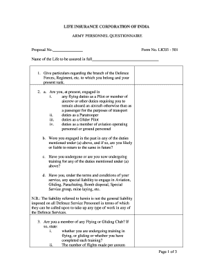 Lic Survey Form in Hindi PDF