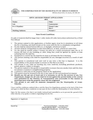 Arran Elderslie Burn Permit  Form