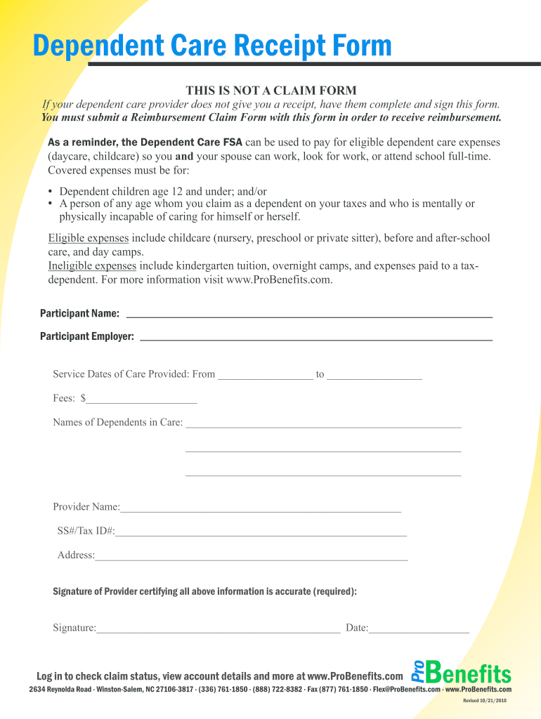 Get and Sign Babysitting Receipt for Fsa 2010-2022 Form