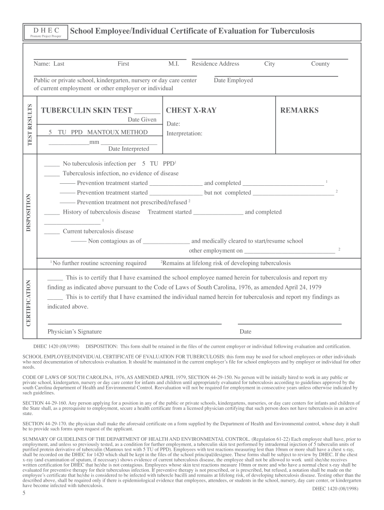  Dhec Form 1420 1998-2024