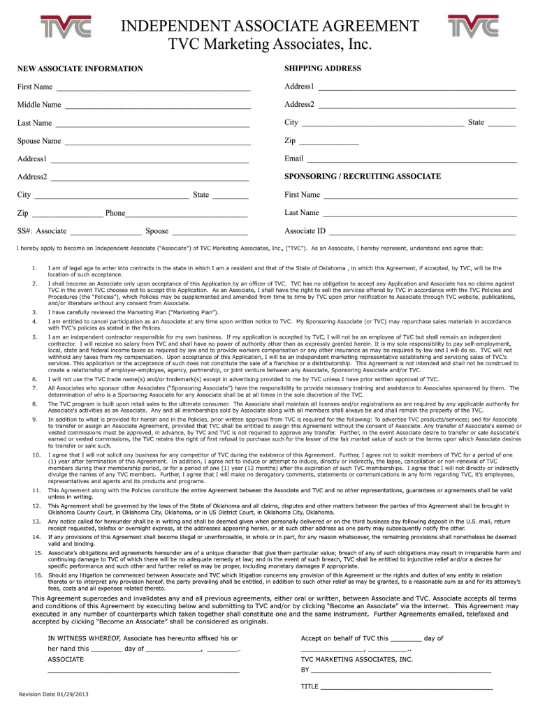  Tvc Forms 2013-2024