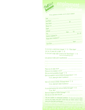 Buffalo Exchange Job Application  Form